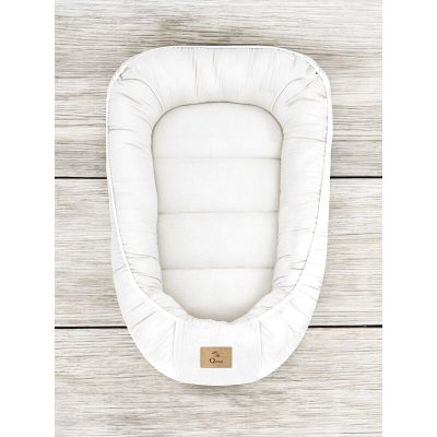 Cosulet pentru bebelusi Qmini Cream Baby Nest 55x75 cm, husa din muselina dubla