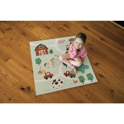 Covoras puzzle pentru copii Free2Play Farm din spuma 91x91 cm
