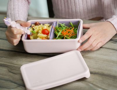 Cutie pranz bento Melii cu compartimente detasabile pink purple