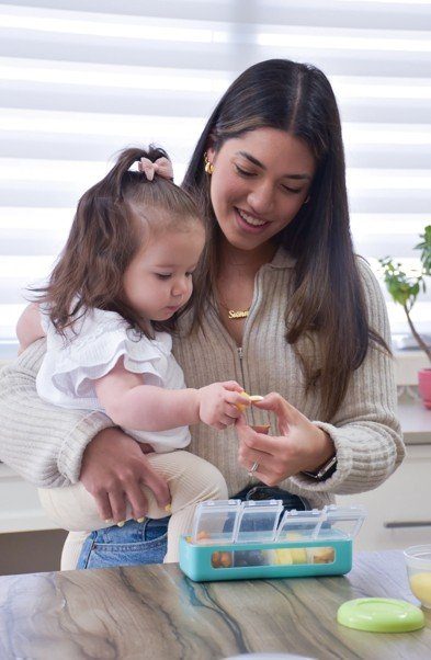 Cutie snack cu 4 compartimente Melii blue