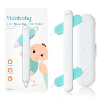 Dispozitiv de curatare, Fridababy, Multifunctional, Cu 4 capete, Pentru unghii, mucoasa nazala, urechi si alte parti ale corpului, Reutilizabil, 0 luni+