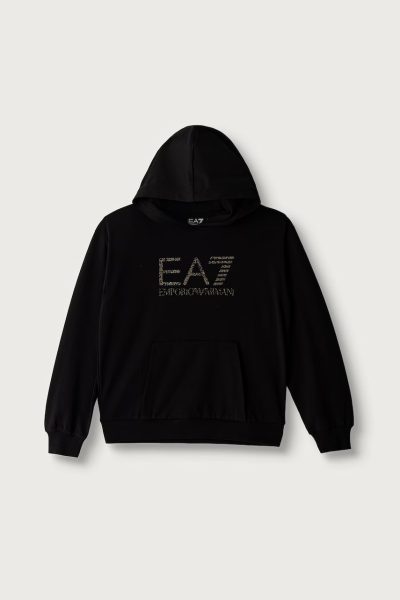 EA7 Emporio Armani  hanorac cu glugă pentru copii din bumbac cu elastan