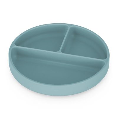 Farfurie compartimentata din silicon PetiteMars Frosted Sky Albastru TakeMatch, cu ventuza si 3 compartimente, fara BPA, 500 ml, 6 luni+