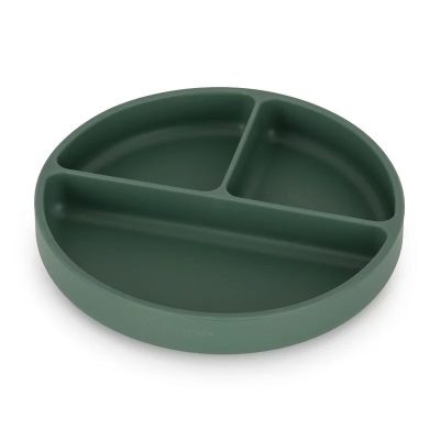 Farfurie compartimentata, Petite&Mars, Take&Match, Rotunda, Cu ventuza si 3 compartimente, Silicon, Fara BPA, 500 ml, 6 luni+, Verde
