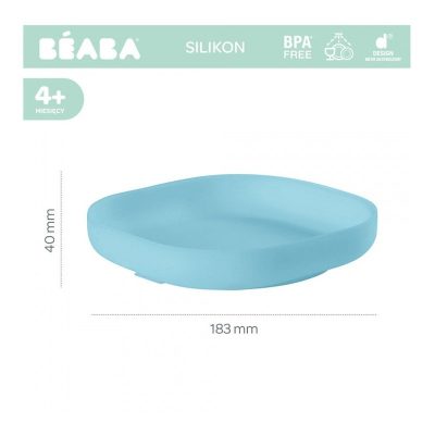 Farfurie silicon cu ventuza bleu