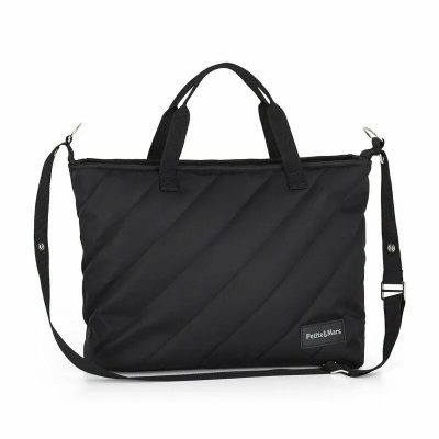Geanta pentru mamici, Petite&Mars, Mia , Compartimente multiple, Buzunare interioare si exterioare- inclusiv termice, Curea de umar, Sistem de prindere pe carucior, 38 x 27 x 14 cm, Negru