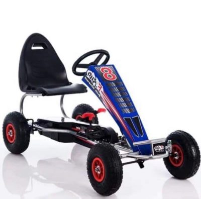 GO Kart cu pedale, 6-12 ani, Kinderauto F8-3, roti Gonflabile 6 inch, culoare Albastru