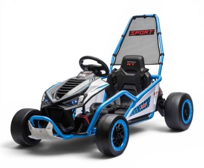 Go-Kart electric cu functie DRIFT, recomandat 4-8 ani, 400W, 24V 10Ah, scaun tapitat, albastru