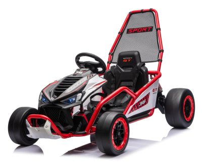 Go-Kart electric cu functie DRIFT, recomandat 4-8 ani, 400W, 24V 10Ah, scaun tapitat, rosu