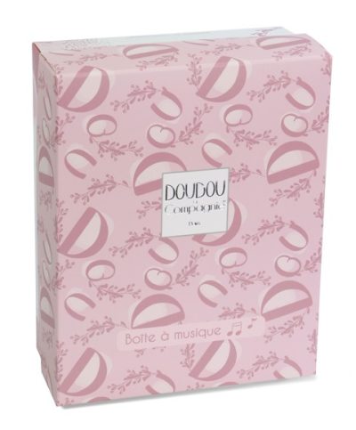 Iepuras muzical Doudou Roz 20 cm pentru patut sau carucior