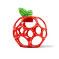 Jucarie pentru dentitie, Oball, Hold My Own Apple, Model 2 in 1, Pentru apucare si gingii, Textura pentru calmarea gingiilor, Fara BPA, 0-6 luni, Multicolor