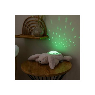 Lampa de veghe Nattou cu proiectii, melodii si sunete albe 22x25x9 cm Iepuras bej
