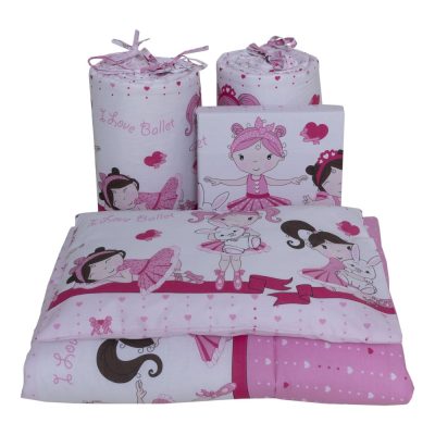 Lenjerie din bumbac cu 3 piese pentru saltea 140x70 cm Beberoyal Dancing Girls Roz