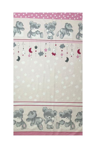 Lenjerie din bumbac cu 4 piese pentru saltea 140x70 cm Beberoyal BearsRabbit Roz