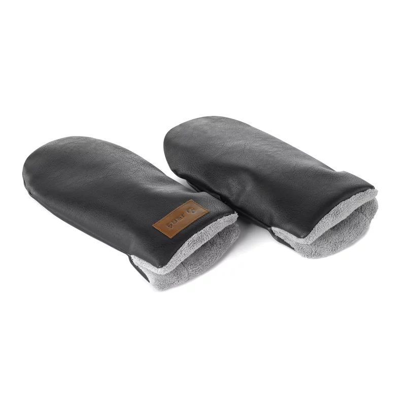 Manusi magnetice pentru carucior, Jane, Pentru vremea rece, Interior din fleece si exterior imitatie piele, Black