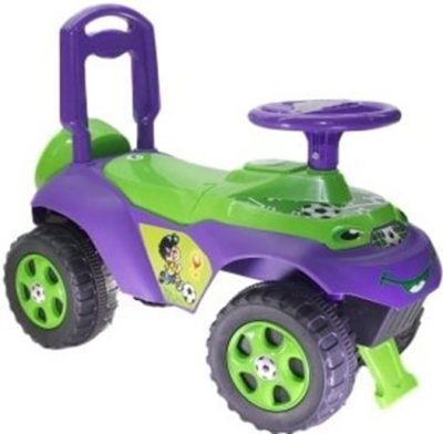 Masinuta copii fara pedale Ride-On Music 0142R02 Verde Violet cu sunete si greutate maxima admisa de 30 kg