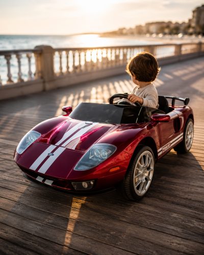 Masinuta electrica pentru copii Ford GT 24V Rosu Metalic, 2 locuri, licenta oficiala, telecomanda 2.4G, usi functionale