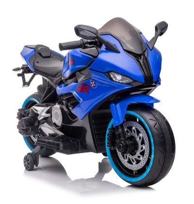 Motocicleta electrica copii, Kinderauto B919, bluetooth, putere 90W, baterie 12V 12Ah, albastra