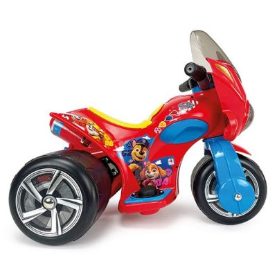 Motocicleta electrica pentru copii Injusa licenta Disney Paw Patrol Rosu Albastru 6V cu pedala de acceleratie, lumini frontale, greutate admisa 25 kg, 1-3 ani