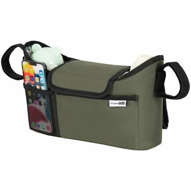 Organizator universal, FreeON, Pentru carucior, Cu multiple compartimente, Olive Green