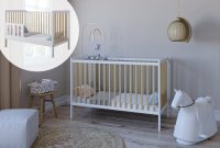 Patut 2 in 1 Lumi alb-natur din Lemn cu somiera reglabila, trepte detasabile si bariera transformare 120 x 60 cm