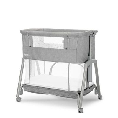 Patut Co sleeper copii, Lorelli Layla, 2 in 1, cu latura pliabila, reglabil pe inaltime, sistem anti-reflux, Grey