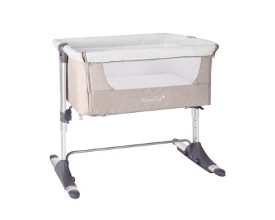 Patut Co-Sleeper pentru bebelusi KikkaBoo Bonne Nuit Beige Melange 2020 cu inaltime reglabila, pozitie anti-reflux, laterala culisanta, accesorii incluse