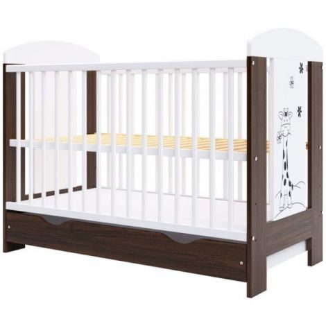 Patut copii din lemn Hubners Calisto Girafa 120x60 cm maro cu sertar