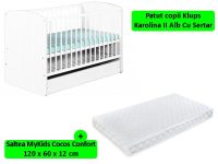 Patut Cu Sertar Klups Karolina II Alb + Saltea 12
