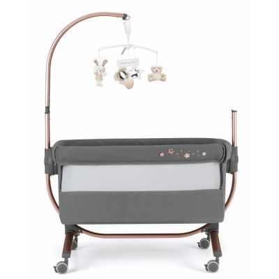 Patut Cullami Gri Copie co-sleeper 2 in 1 cu laterala culisanta, inaltime reglabila, 2 roti cu frana, standard European EN1130, EN16890