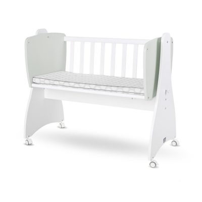 Patut leagan balansoar Lorelli First Dreams White Milky Green, transformabil, 105 x 55 x 83 cm