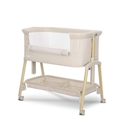 Patut pliabil co-sleeper Lorelli Millie Beige 0 luni+ maxim 9 kg, inaltime reglabila 7 pozitii, sistem antireflux, plasa de tantari, saltea inclusa