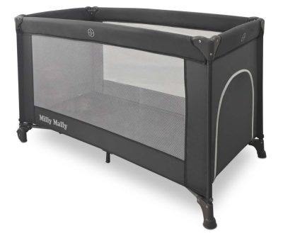 Patut pliabil de calatorie Milly Mally Mirage Dark Grey, nivel reglabil, roti si geanta transport