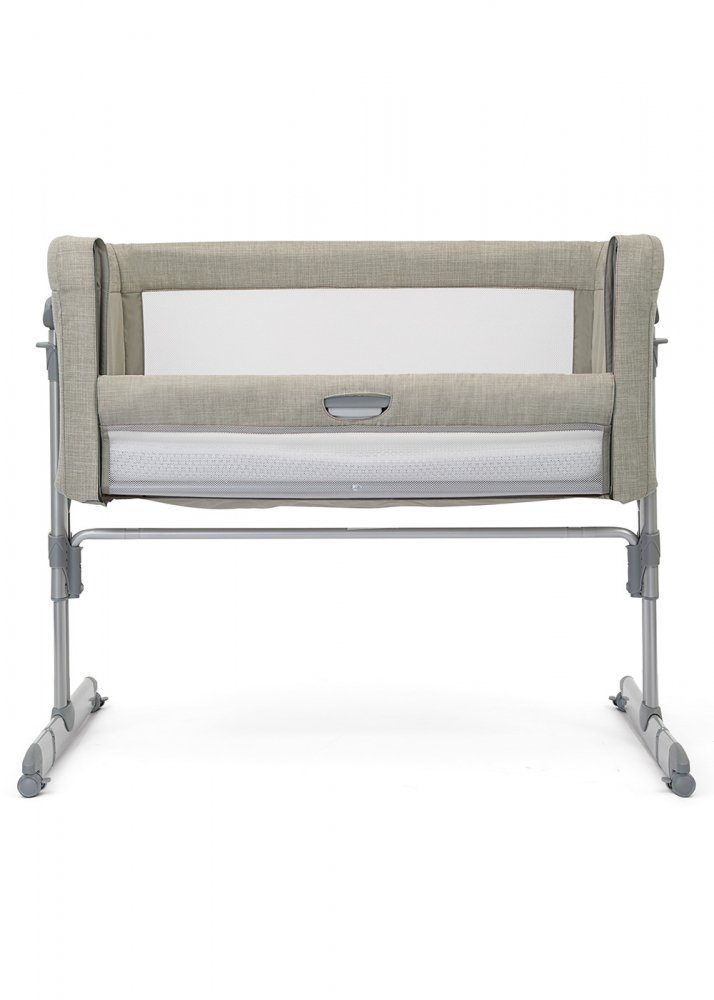 Patut pliant 2 in 1 Roomie Glide Almond Joie cu panou lateral glisant, ajustabil pe inaltime, roti cu sistem de blocare, cadru aluminiu