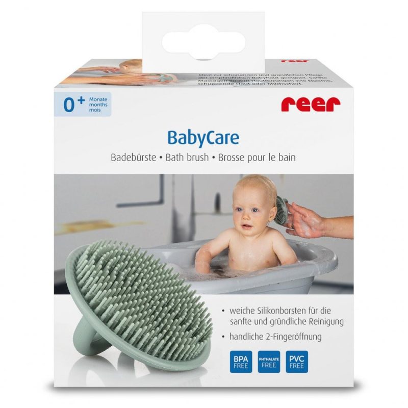 Perie de baie Reer BabyCare moale pentru bebelusi din silicon alimentar monoblo Bath Brush