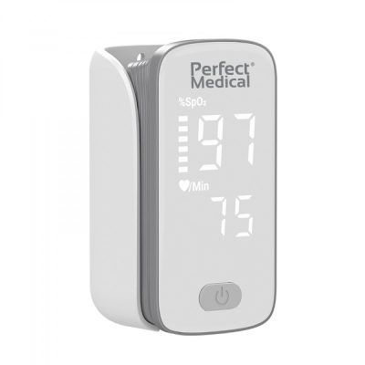 Pulsoximetru de deget Perfect Medical, monitorizare SpO2 si puls, alb