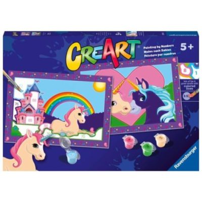 Ravensburger - CreArt pictura pe numere pentru copii 2 sabloane cu unicorni magici