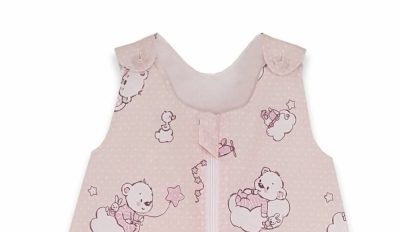 Sac de dormit copii 0.8 tog KidsDecor Ursuletul Martinica roz din bumbac 85 cm