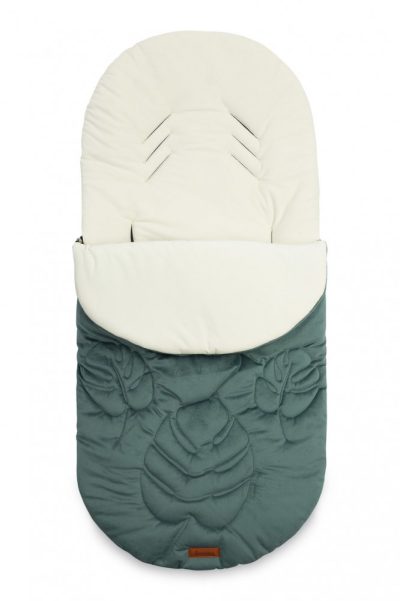Saculet de iarna Sensillo Riviera Dark Green 95x45 cm, compatibil caruciorlandousanie, material matlasat elegant din catifea, orificii pentru centuri siguranta, acces cu fermoar