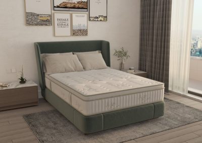 Saltea cu memorie si arcuri Bambus Super Confort Pocket Multilayer, cu husa matlasata, sistem 3D, manere, fermitate medie 140 x 190 x 25 cm
