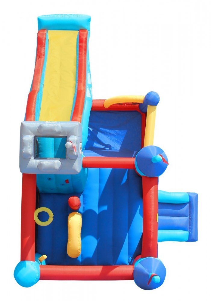 Saltea gonflabila Playcenter 13 in 1 cu doua tobogane, spatiu pentru catarat, loc pentru sarituri, loc de joaca cu bile, cos baschet si obstacole