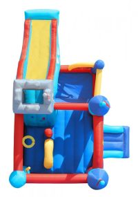 Saltea gonflabila Playcenter 13 in 1 cu doua tobogane, spatiu pentru catarat, loc pentru sarituri, loc de joaca cu bile, cos baschet si obstacole