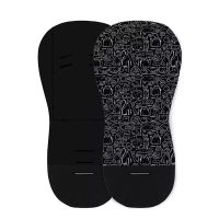 Salteluta pentru carucior, Petite&Mars, Din spuma cu memorie, 86 x 42 cm, Reversibila, Universala, Din bumbac, Design pisici, Negru