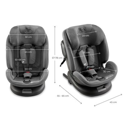 Scaun auto Kinderkraft XPedition 3 Grey i-Size 40-150 cm, Isofix, Top-Tether, Sistem Easy Spin 360, Protectie SPS, Spatar reglabil, Insertie ergonomica