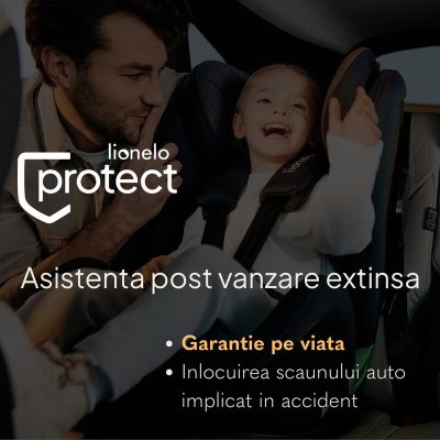 Scaun auto Lionelo, i-Size Igo, 100- 150 cm, cu isofix, protectie laterala, ajustare spatar in 2 pozitii, tetiera Tri-Guard reglabila in 11 pozitii, conform cu standardul  R129, Gri