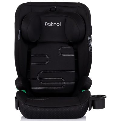 Scaun auto pentru copii Chipolino Patrol Noir I-Size 100-150 cm cu sistem Isofix, husa detasabila si suport pentru pahar