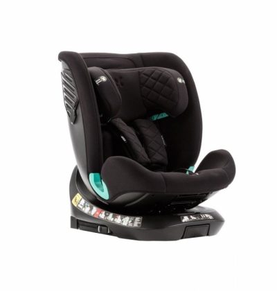Scaun auto pentru copii cu isofix 4 in 1, Adamex Trip, omologat R129 i-Size, rotativ, cu picior de fixare, 12 niveluri de ajustare a suportului pentru cap, 40-150 cm sau 0-12 ani, Negru