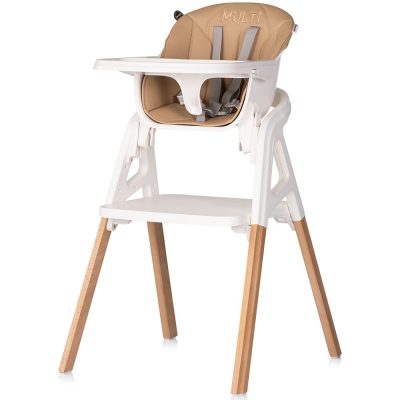 Scaun de masa 4 in 1 Chipolino Multi Latte transformabil, reglabil, picioare elegante din lemn