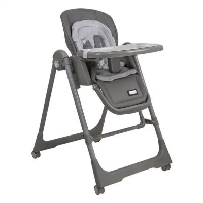 Scaun de masa, Bebe Stars, Nuovo, 2 in 1, Pliabil, Functie de balansoar, Pana la 15 kg, Cu tavita reglabila si detasabila, Conform cu EN14988:2017+A1:2020, 6-36 luni, Grey