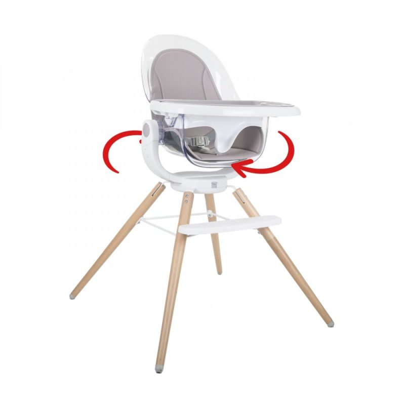 Scaun de masa din lemn Madera Adria, spatar reglabil si rotativ 360 grade, centura de siguranta, material detasabil si lavabil